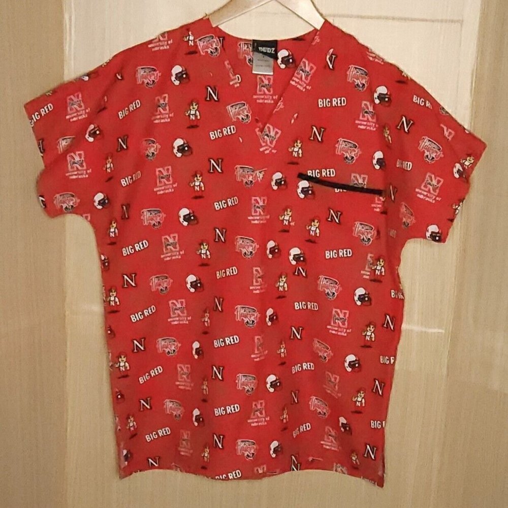 Scrub Dudz Red University Of Nebraska Scrub Top Small